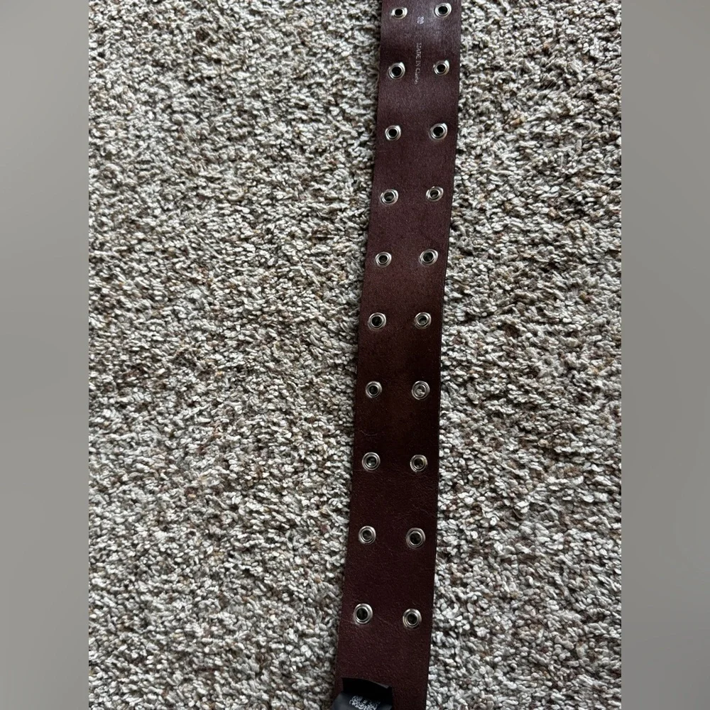 Zara‎ LEATHER HEARTS AND FLOWERS BELT Dark Brown Belt with Silver Details